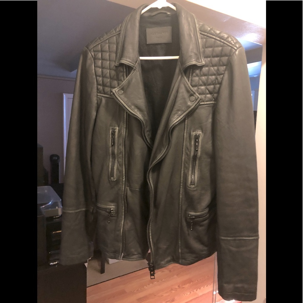 Allsaints Men’s Cargo Leather Biker Jacket - Black